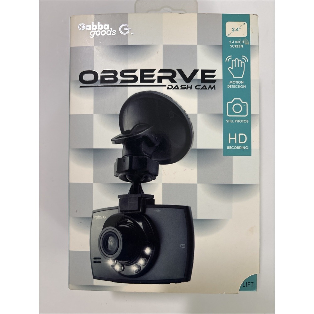 Gabba Goods Observe Car Dash Cam 2.4" Screen with Mount & Charger New In Box